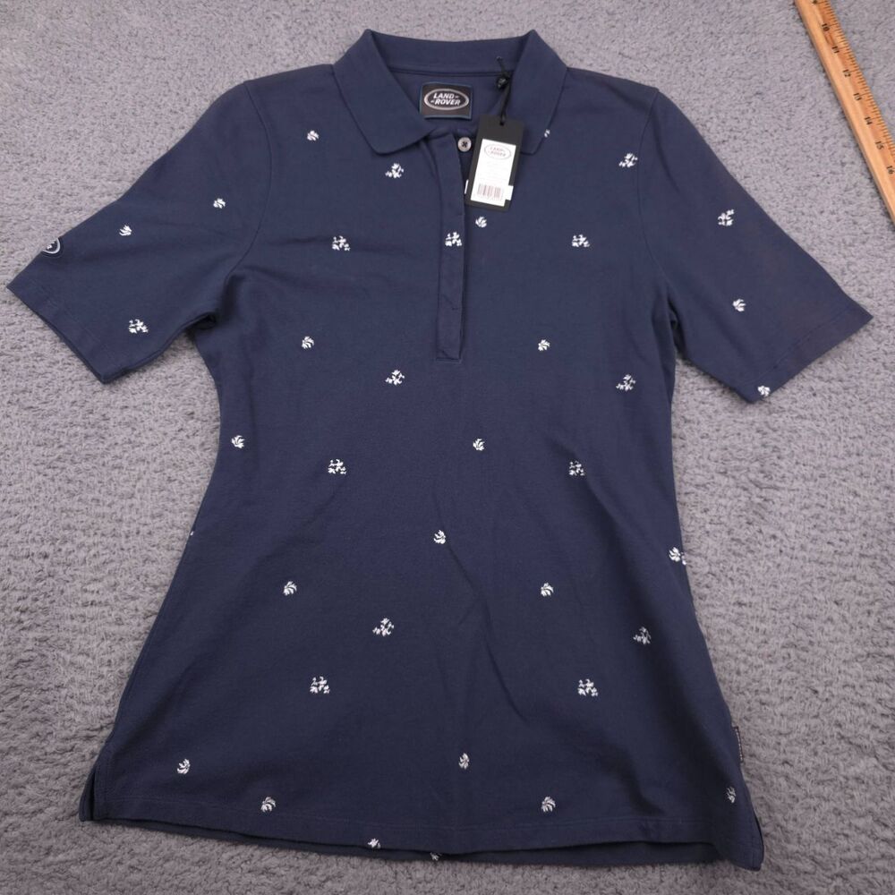 Land Rover Polo Womans Size 12 Navy Embroidered Short Sleeve Classic Lifestyle